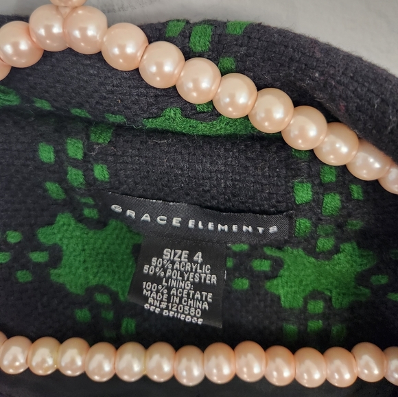 Grace Elements Women Cape Petticoat type Black Green Jacket 4 Vintage - Picture 3 of 3